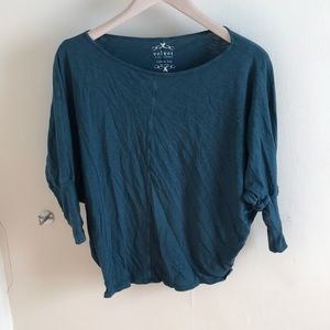 Velvet turquoise long-sleeve top